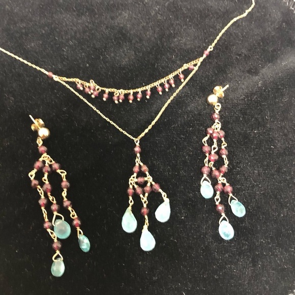 Semi precious stones hand made Wendy Mink necklace & earrings - Picture 3 of 15